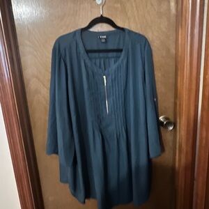 Vans Teal Pintuck Tunic with Zip Detail